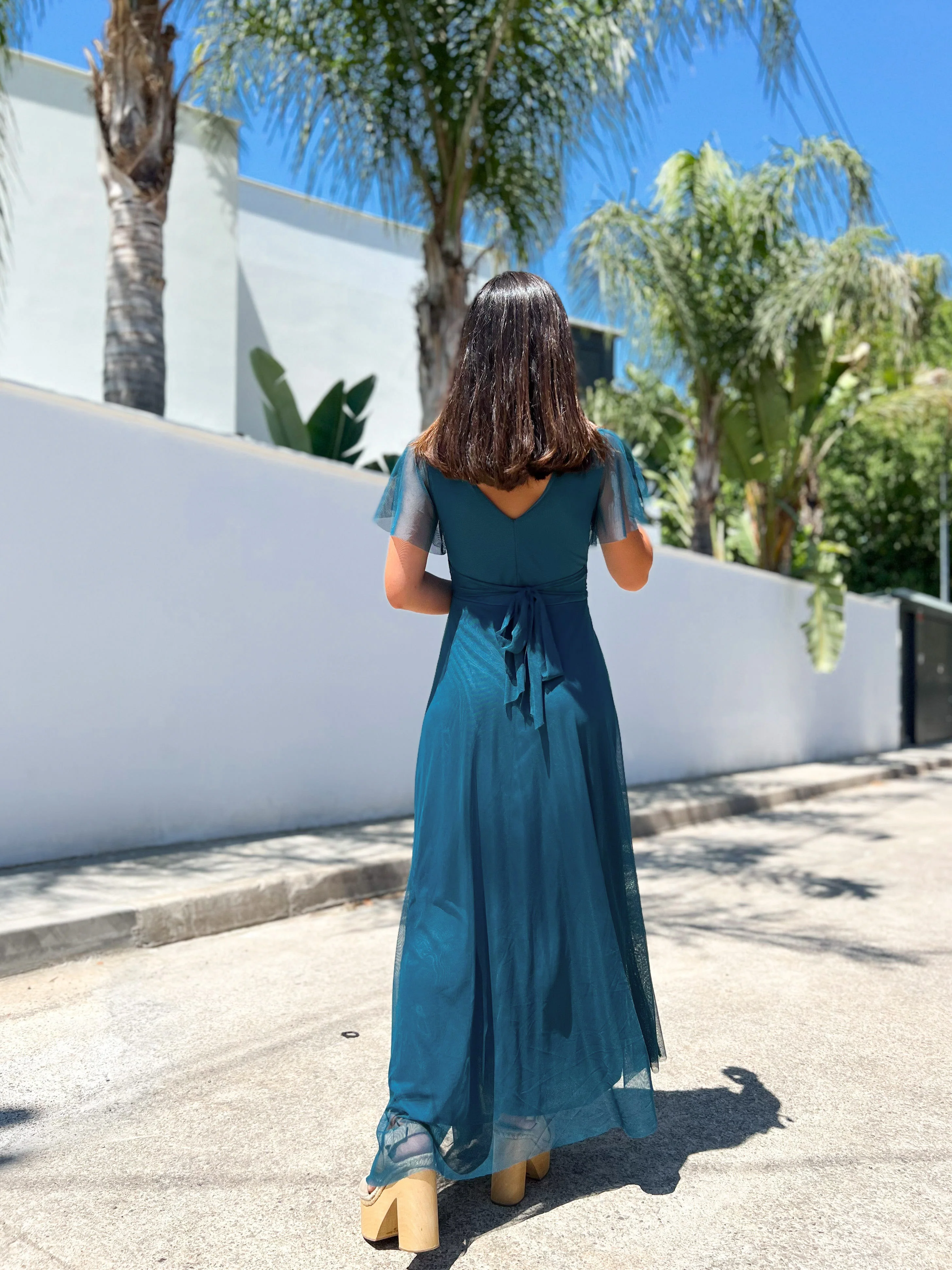 Vestido tulle manga petróleo - Image 6